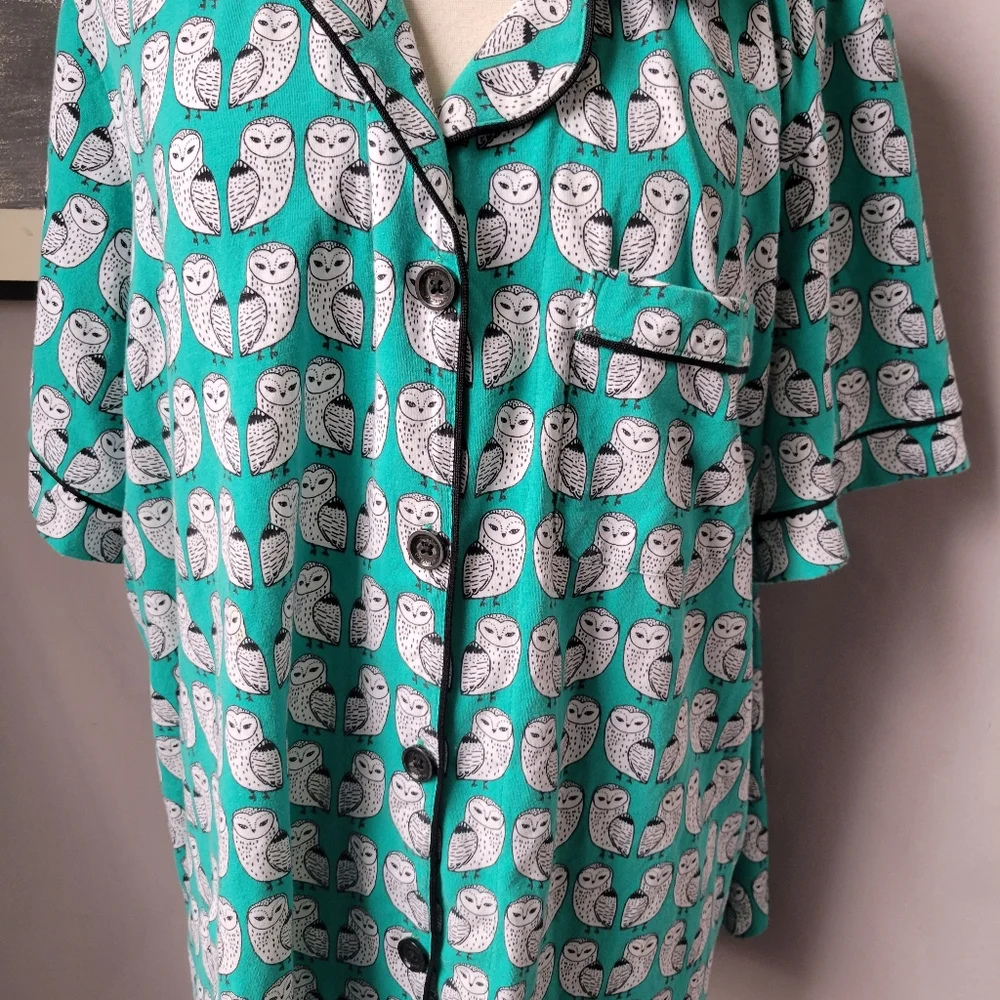 Bedhead‎ Cotton Knit Pajama Lounge Top Owl Print 3X
